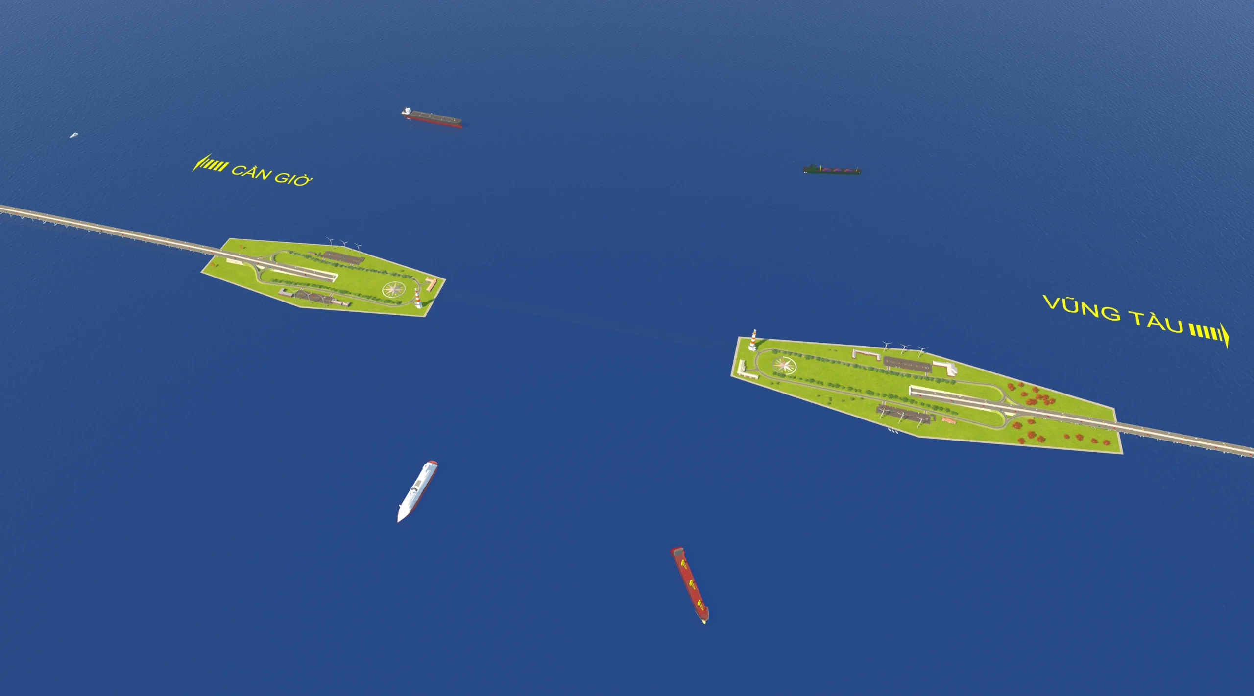 Mô phỏng khu vực thông thuyền, nơi tuyến đi ngầm dưới lòng biển