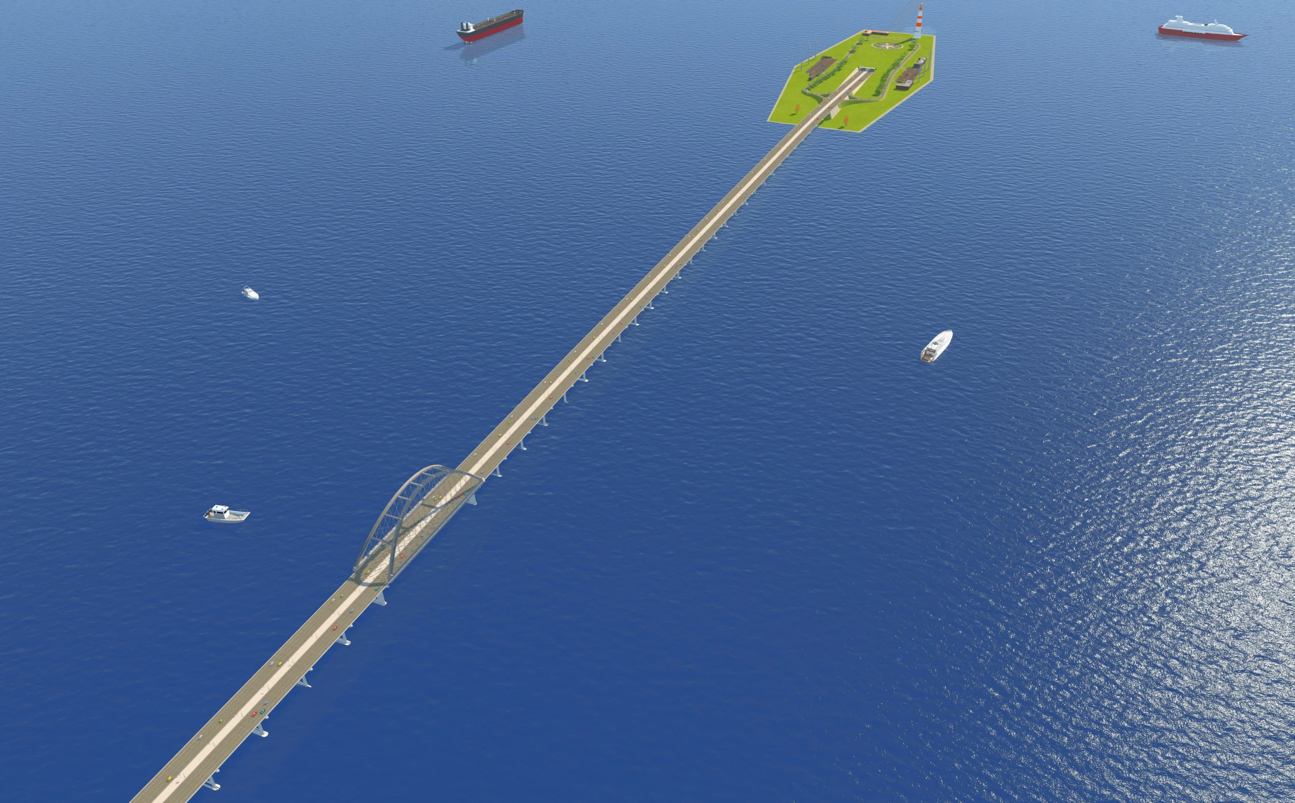 Ảnh mô phỏng tổng thể tuyến cầu vượt biển Cần Giờ – Vũng Tàu