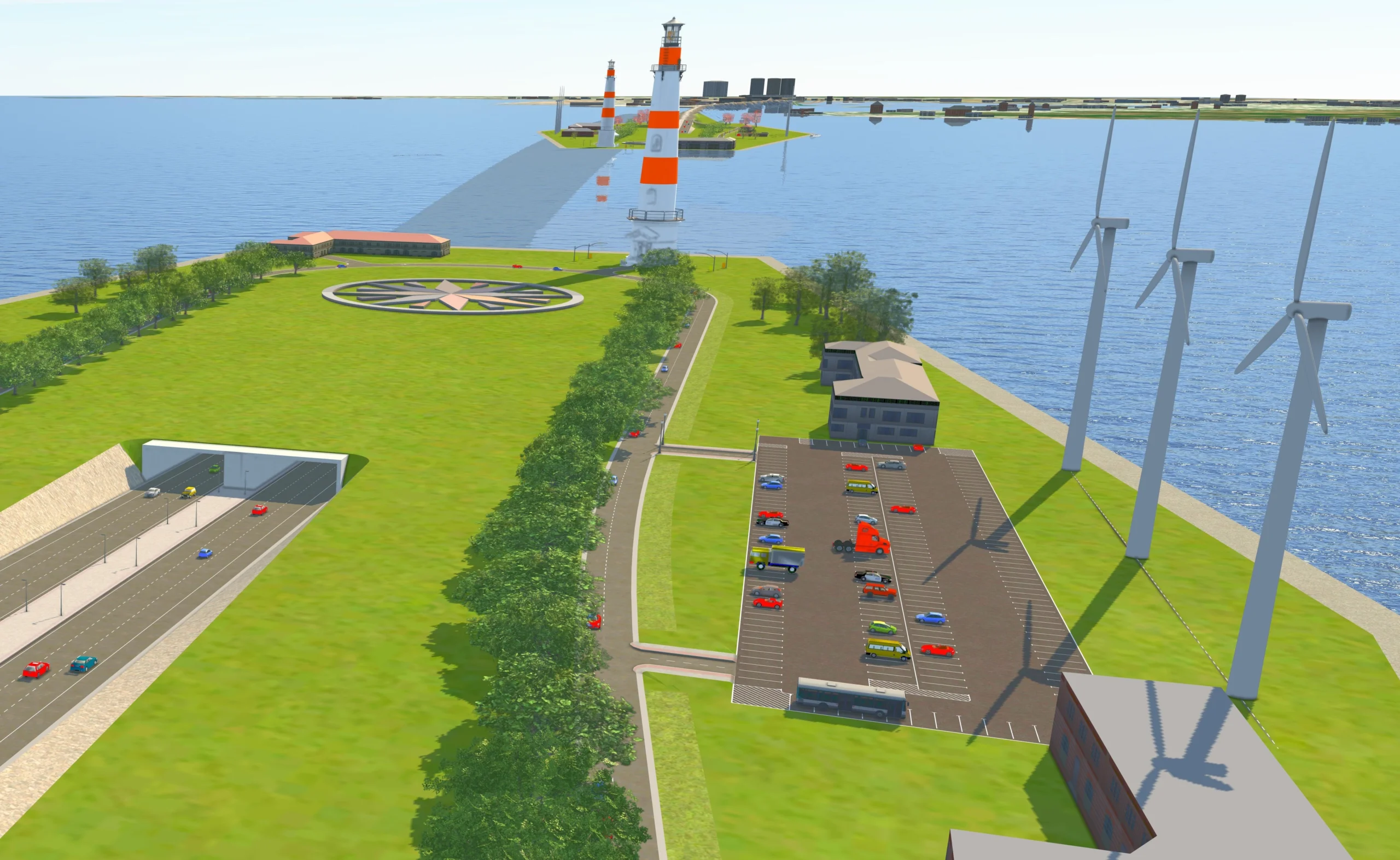 Phối cảnh đoạn cầu vượt biển đi trên mặt nước, quy mô 6 làn xe