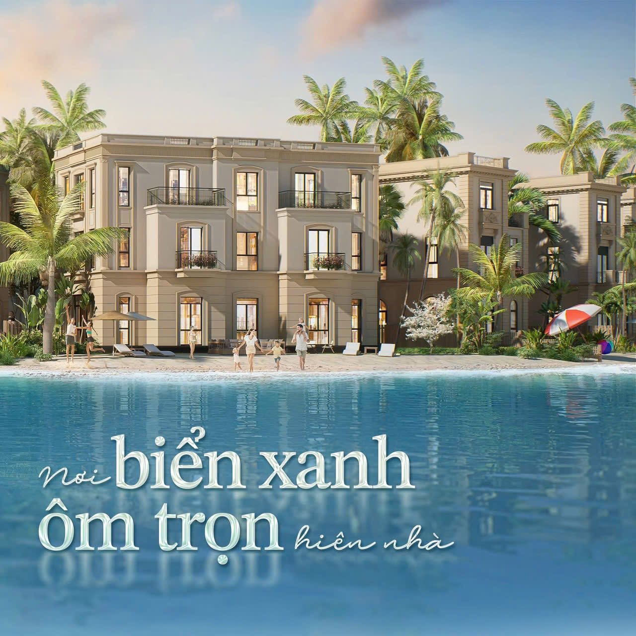 Phối cảnh biển xanh ôm trọn hiên nhà (Ảnh: Vin Cần Giờ)