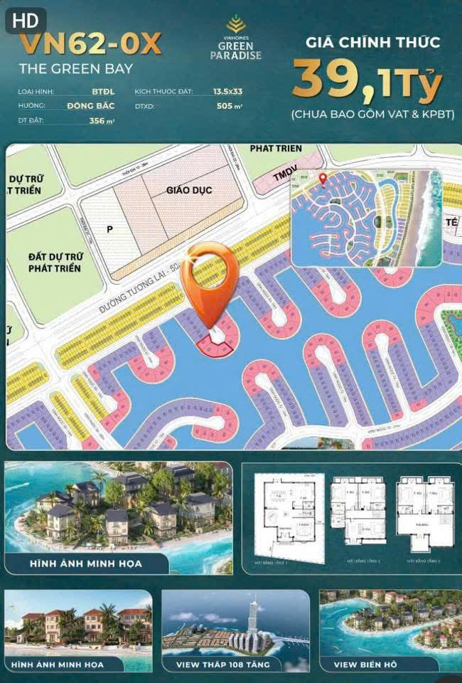 Biệt thự view biển đường VN62 - Vịnh Ngọc, Vinhomes Cần Giờ