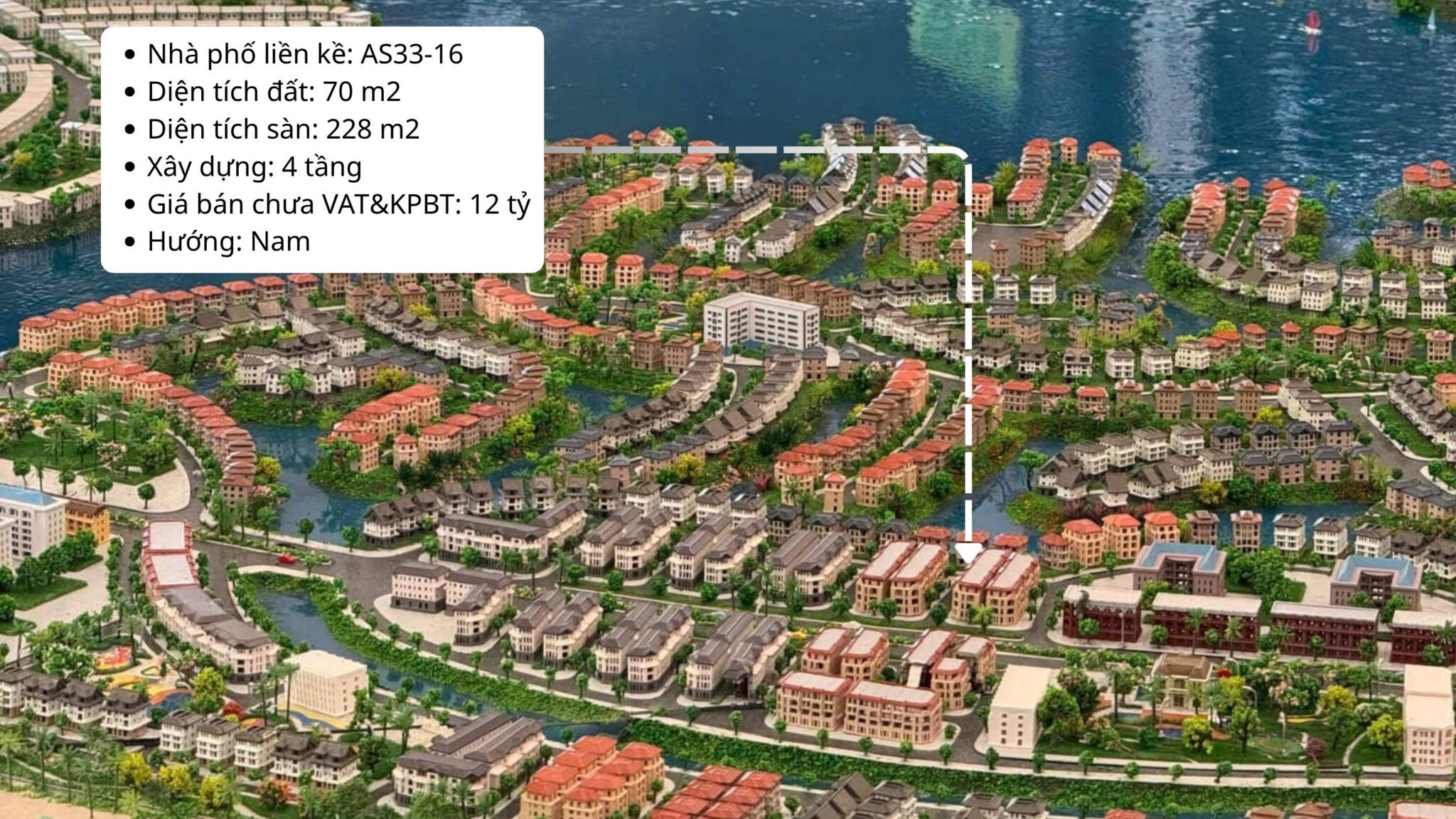 Vị trí và thông tin căn nhà phố trên sa bàn phân khu B – Vinhomes Cần Giờ.